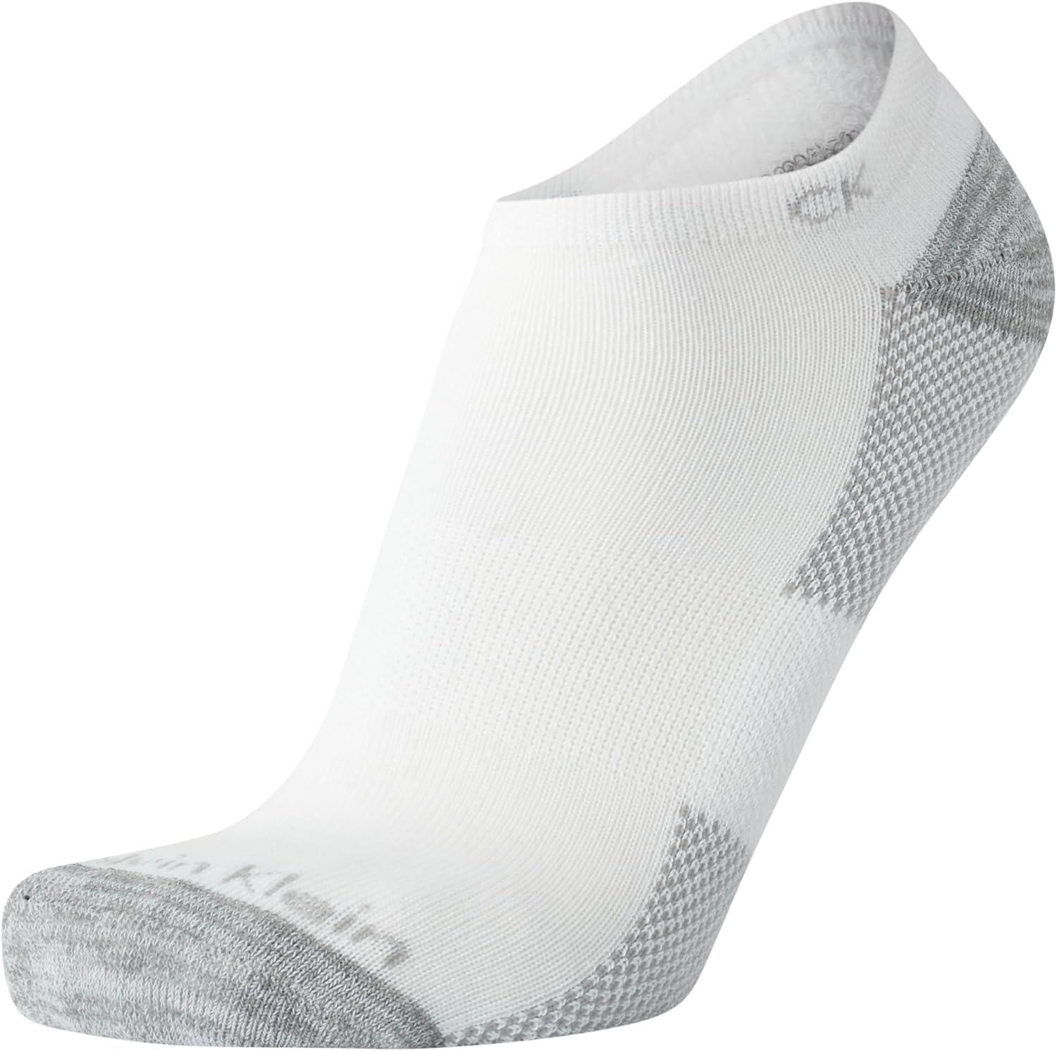imageCalvin Klein Mens No Show Lightweight Cushioned Low Cut Socks 12 PackWhiteGrey
