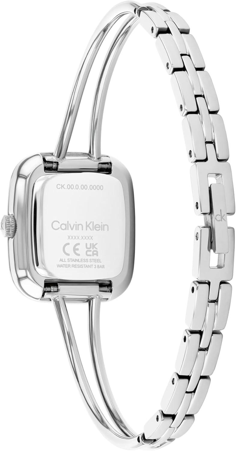 imageCalvin Klein Womens CK Adore Stainless Steel Watch  24mm Tank Case Adjustable Bangle Bracelet Petite Elegant Design  Gift for HerSilver