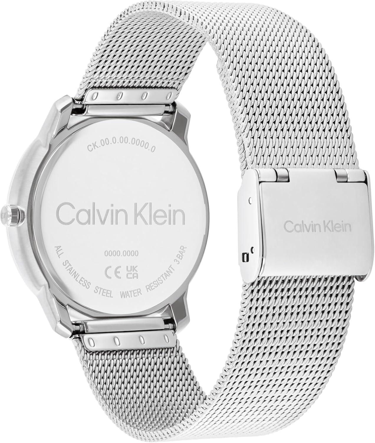 imageCalvin Klein Womens CK Iconic  35mm 2H Quartz Watch  Stainless Steel Mesh Bracelet  Water Resistance 30 Meters  Premium Fashion Timepiece for Everyday Style  Gift for HerSilver Pink Mesh