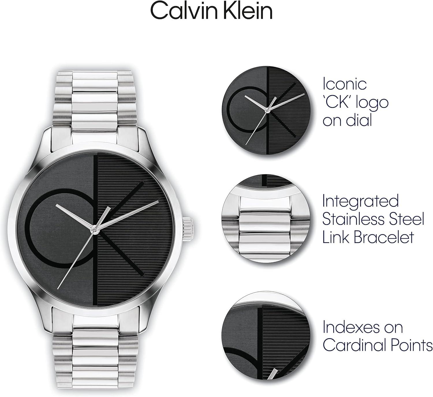 imageCalvin Klein Womens CK Iconic  35mm 2H Quartz Watch  Stainless Steel Mesh Bracelet  Water Resistance 30 Meters  Premium Fashion Timepiece for Everyday Style  Gift for HerSilverBlack Line