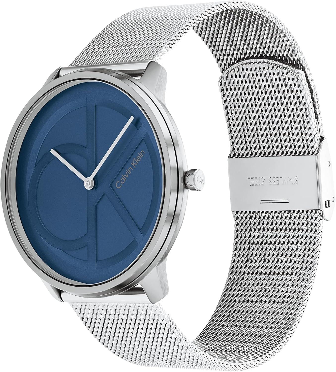 imageCalvin Klein Womens CK Iconic  35mm 2H Quartz Watch  Stainless Steel Mesh Bracelet  Water Resistance 30 Meters  Premium Fashion Timepiece for Everyday Style  Gift for HerSilverBlue