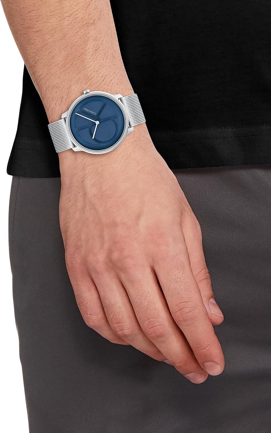 imageCalvin Klein Womens CK Iconic  35mm 2H Quartz Watch  Stainless Steel Mesh Bracelet  Water Resistance 30 Meters  Premium Fashion Timepiece for Everyday Style  Gift for HerSilverBlue