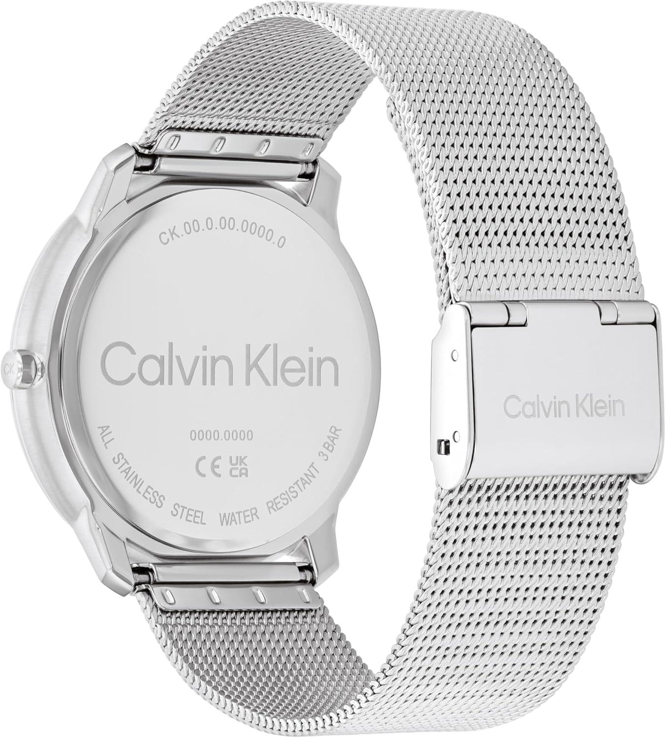imageCalvin Klein Womens CK Iconic  35mm 2H Quartz Watch  Stainless Steel Mesh Bracelet  Water Resistance 30 Meters  Premium Fashion Timepiece for Everyday Style  Gift for HerSilverBlack Grid