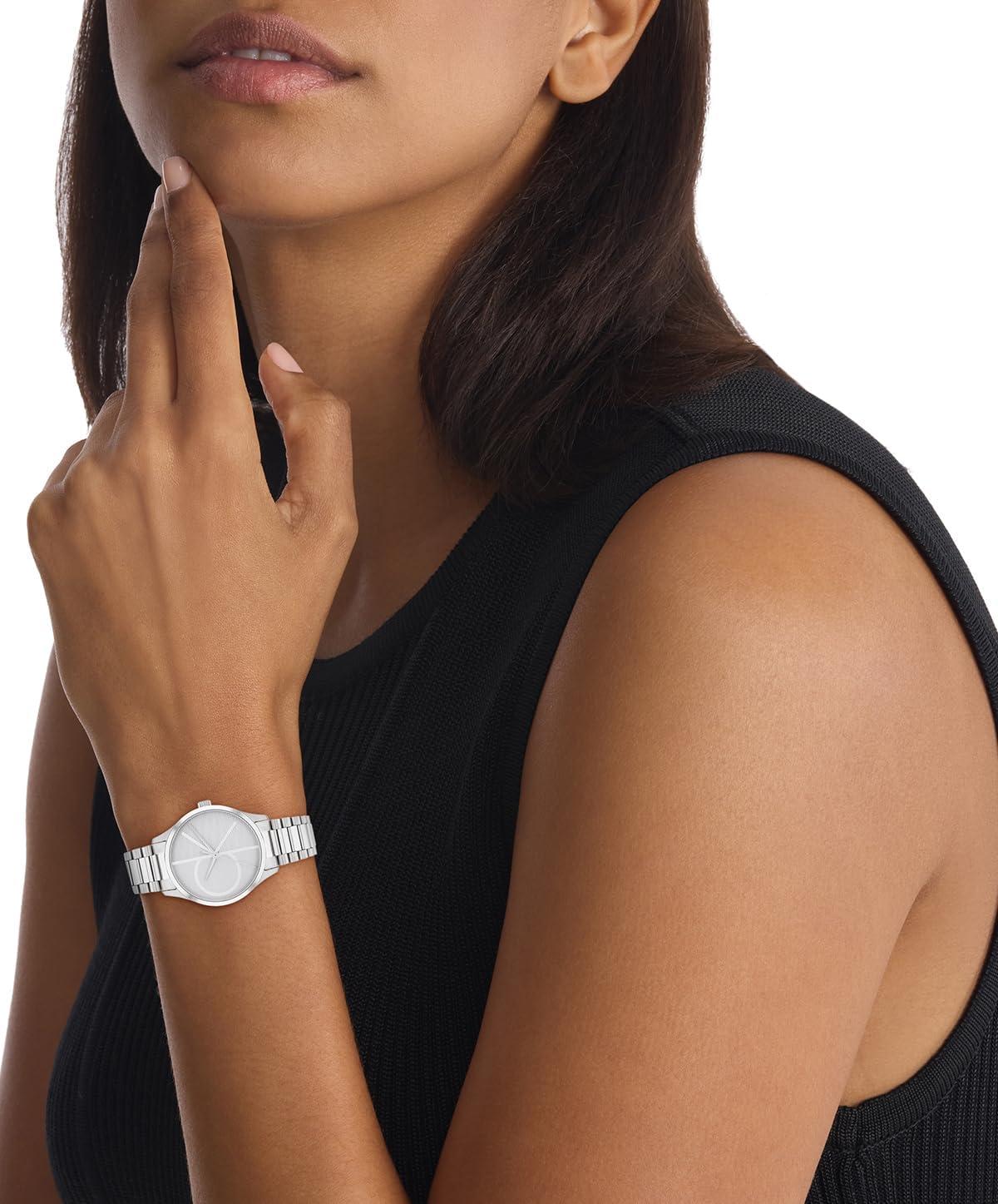 imageCalvin Klein Womens CK Iconic  35mm 2H Quartz Watch  Stainless Steel Mesh Bracelet  Water Resistance 30 Meters  Premium Fashion Timepiece for Everyday Style  Gift for HerStainless Steel Bracelet