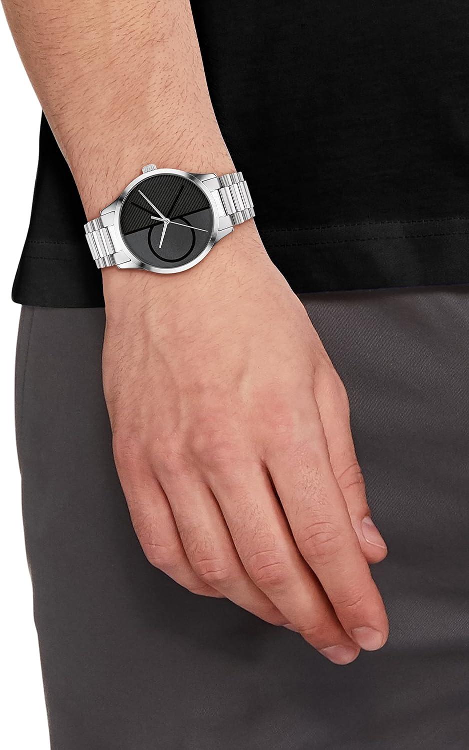 imageCalvin Klein Womens CK Iconic  35mm 2H Quartz Watch  Stainless Steel Mesh Bracelet  Water Resistance 30 Meters  Premium Fashion Timepiece for Everyday Style  Gift for HerSilverBlack Line