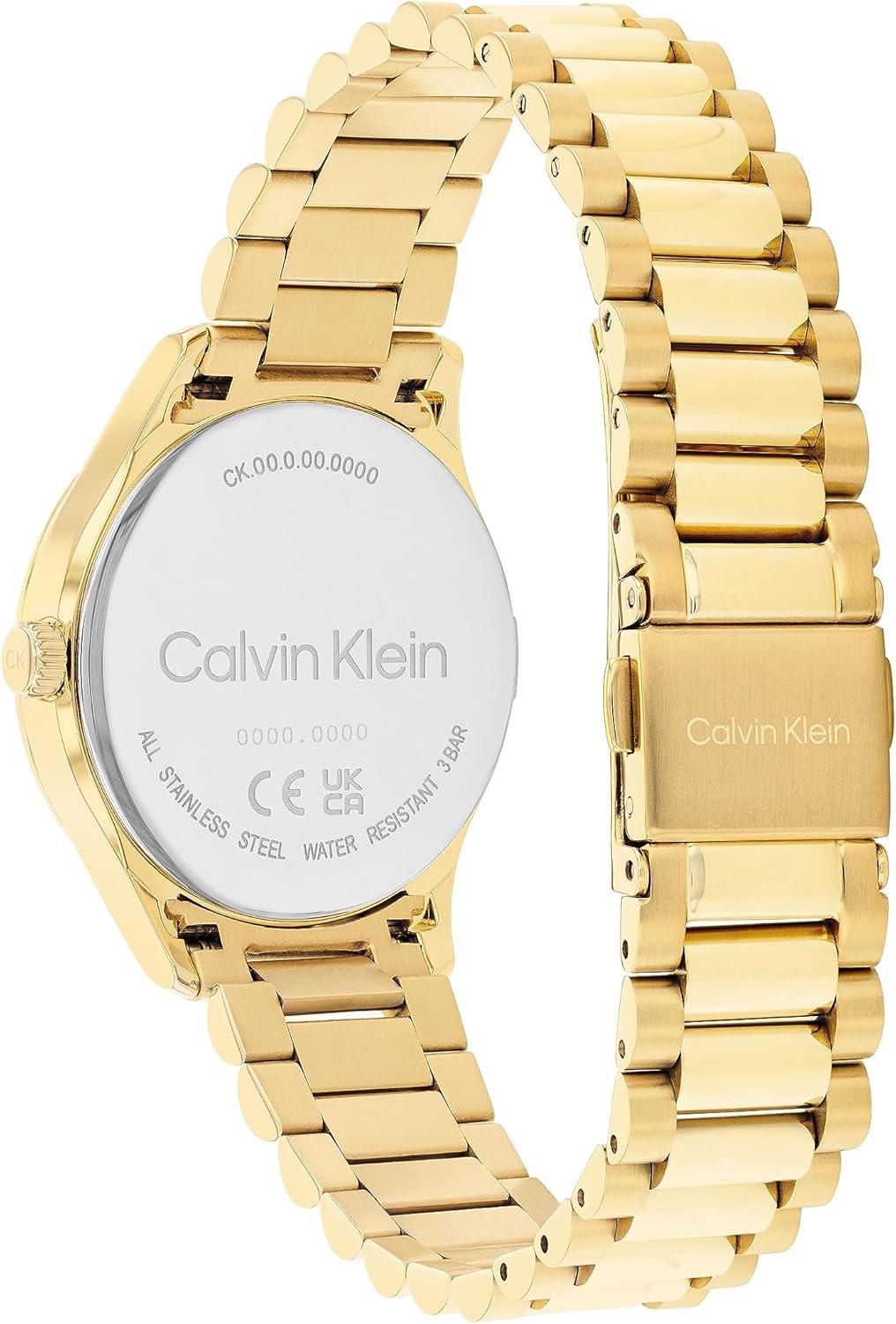 imageCalvin Klein Womens CK Iconic  35mm 2H Quartz Watch  Stainless Steel Mesh Bracelet  Water Resistance 30 Meters  Premium Fashion Timepiece for Everyday Style  Gift for HerGold Plated Bracelet