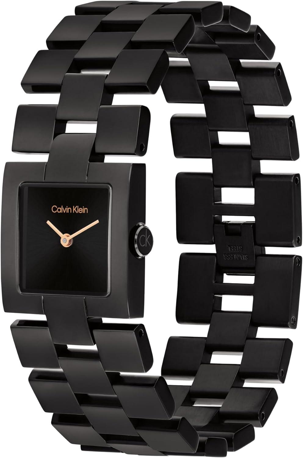 imageCalvin Klein Womens CK Meridian  22mm 2H Quartz Slim Watch  Stainless Steel Bracelet  Minimalistic Stylish Timepiece  Premium Fashion  Gift for HerBlack