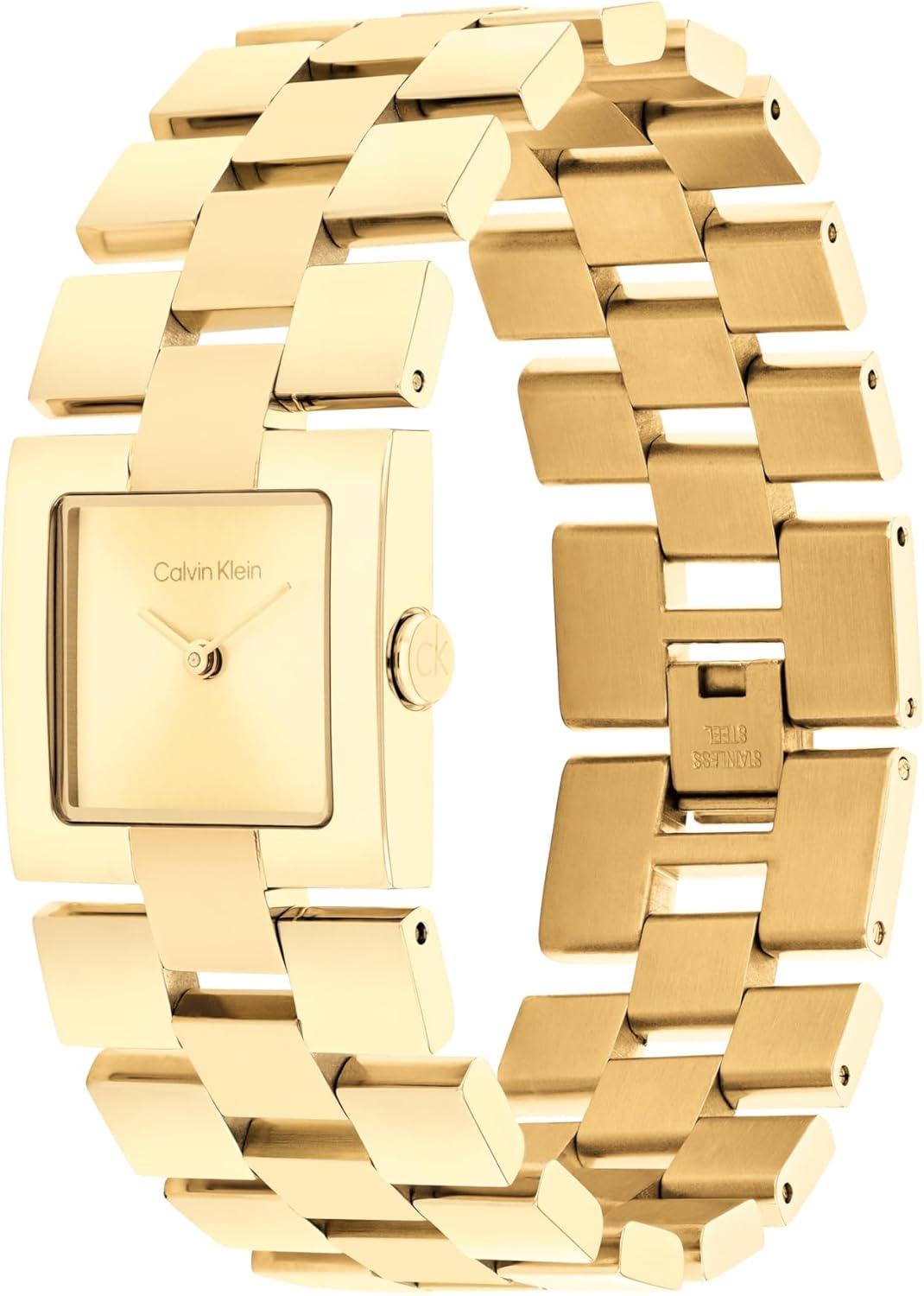 imageCalvin Klein Womens CK Meridian  22mm 2H Quartz Slim Watch  Stainless Steel Bracelet  Minimalistic Stylish Timepiece  Premium Fashion  Gift for HerGold Plated