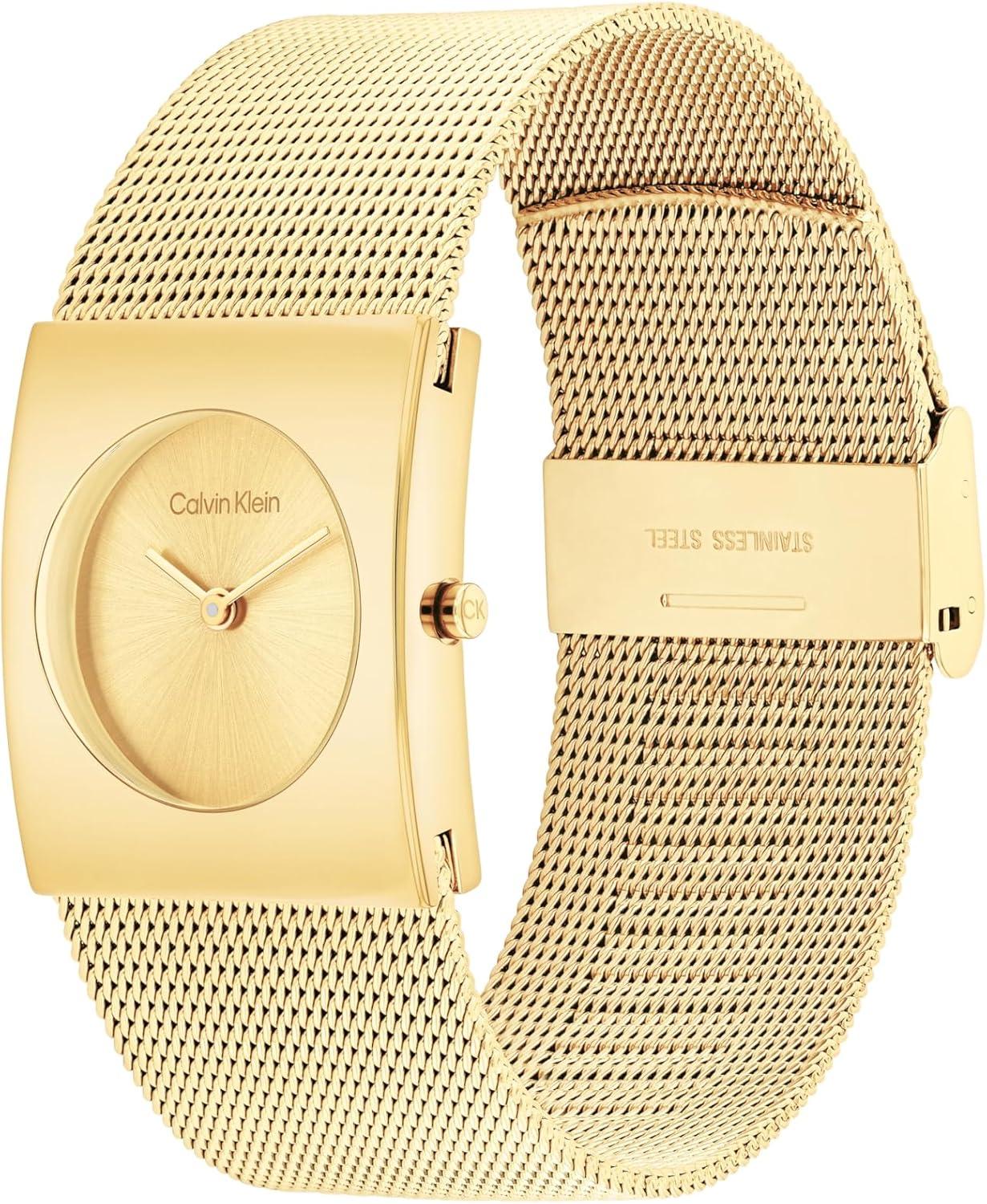 imageCalvin Klein Womens CK Pulse  26mm 2H Quartz Watch  Stainless Steel Mesh Bracelet  Water Resistance 30 Meters  Minimalistic Style  Premium Fashion  Gift for HerGold Plated