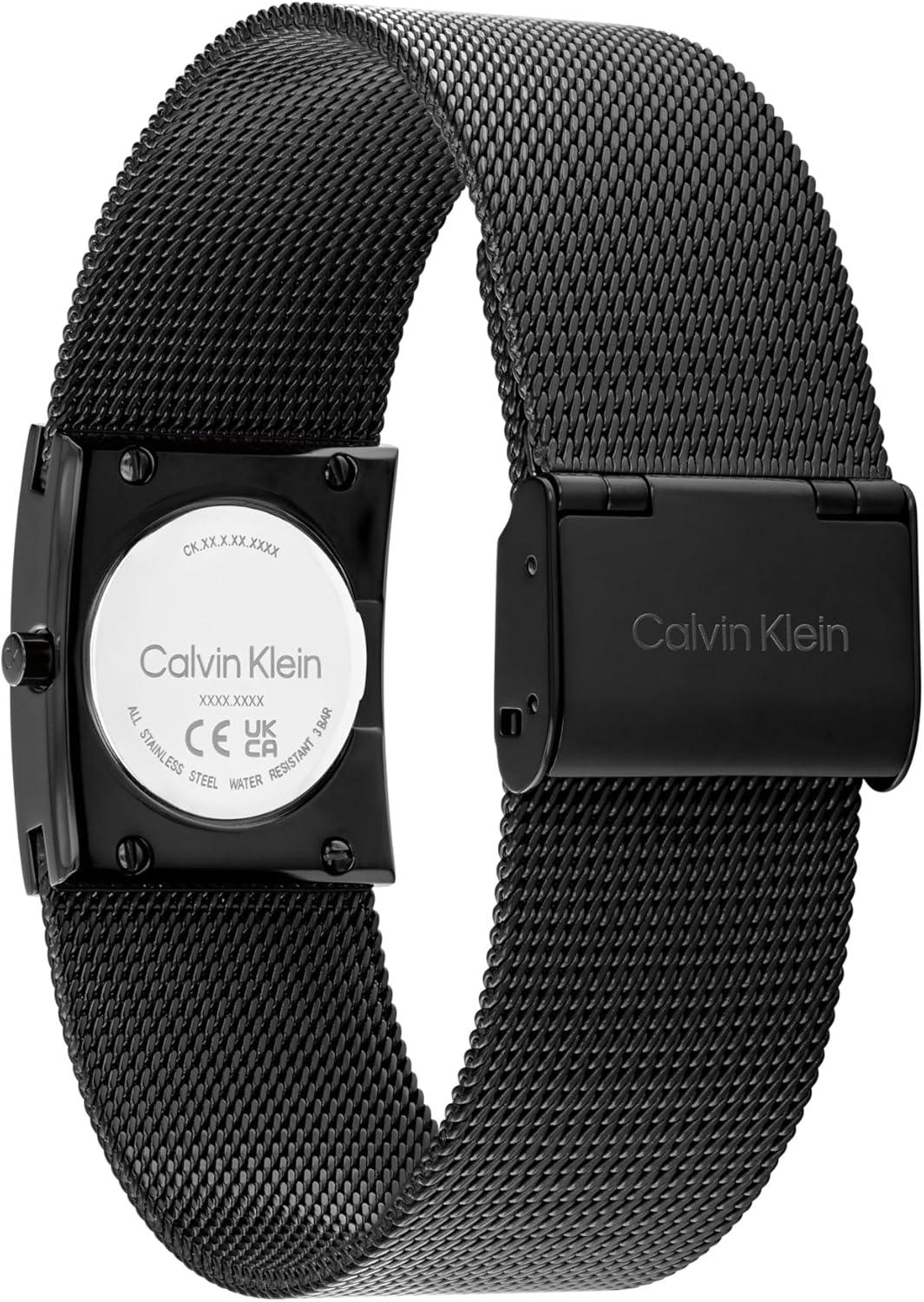 imageCalvin Klein Womens CK Pulse Stainless Steel Watch  21mm Geometric Case Mesh Bracelet Petite Iconic Style  Gift for HerBlack