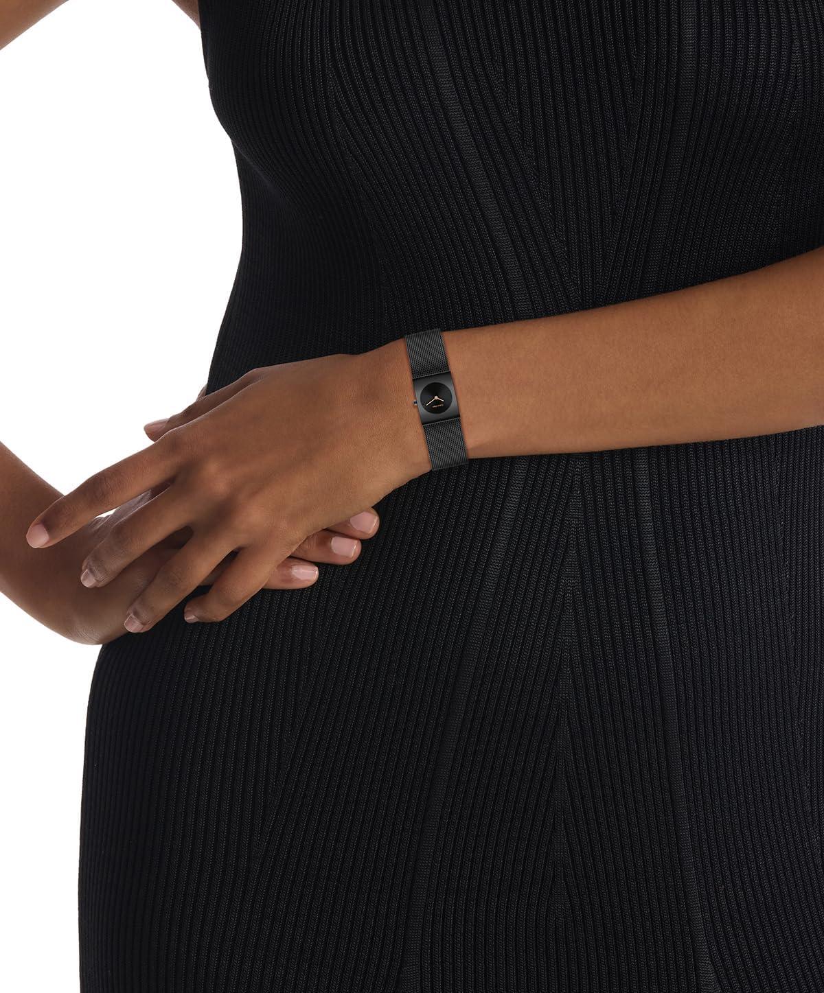 imageCalvin Klein Womens CK Pulse Stainless Steel Watch  21mm Geometric Case Mesh Bracelet Petite Iconic Style  Gift for HerBlack