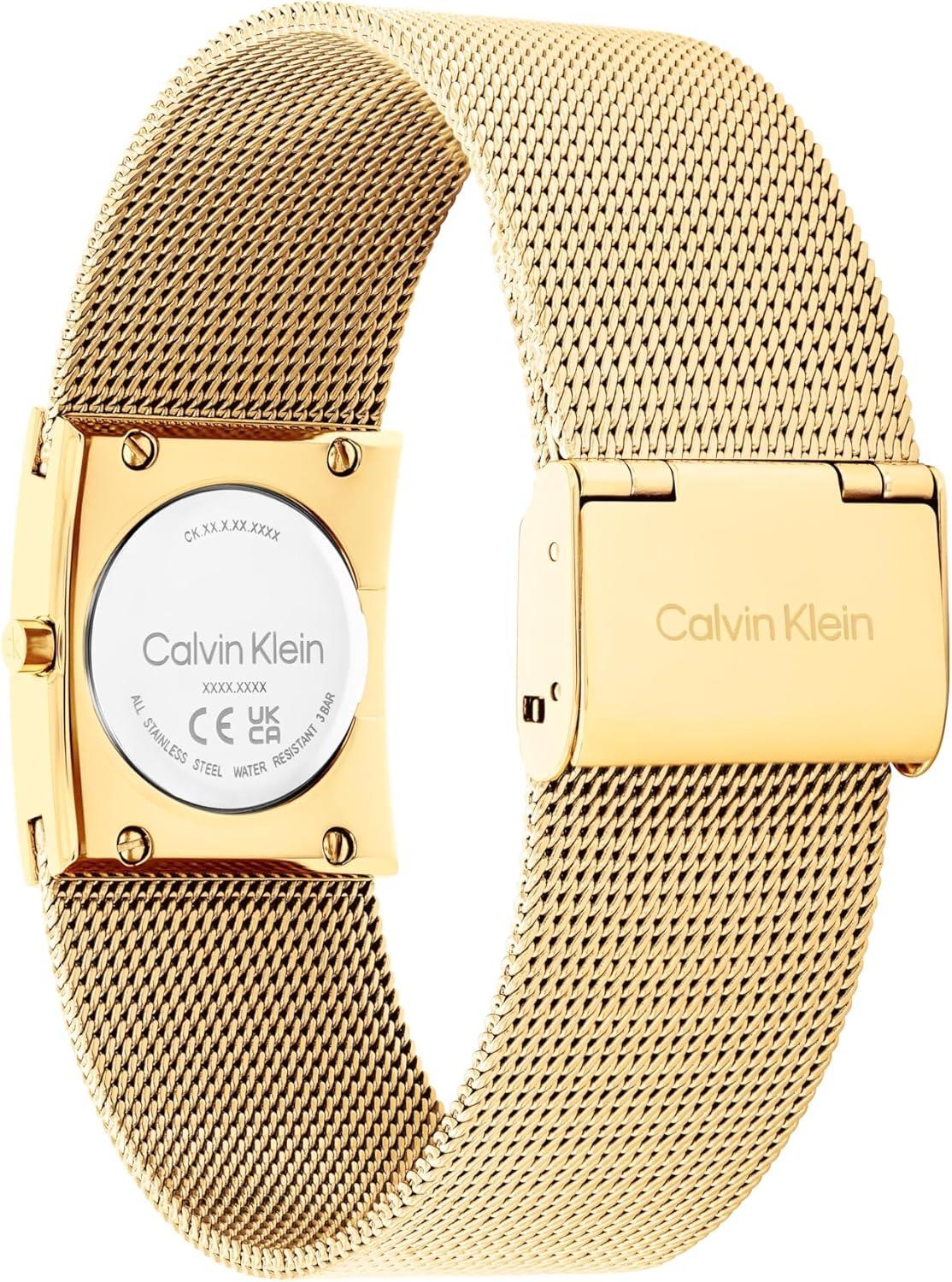 imageCalvin Klein Womens CK Pulse Stainless Steel Watch  21mm Geometric Case Mesh Bracelet Petite Iconic Style  Gift for HerGold Plated