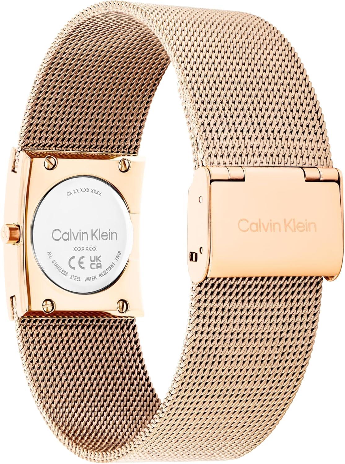 imageCalvin Klein Womens CK Pulse Stainless Steel Watch  21mm Geometric Case Mesh Bracelet Petite Iconic Style  Gift for HerRose Gold