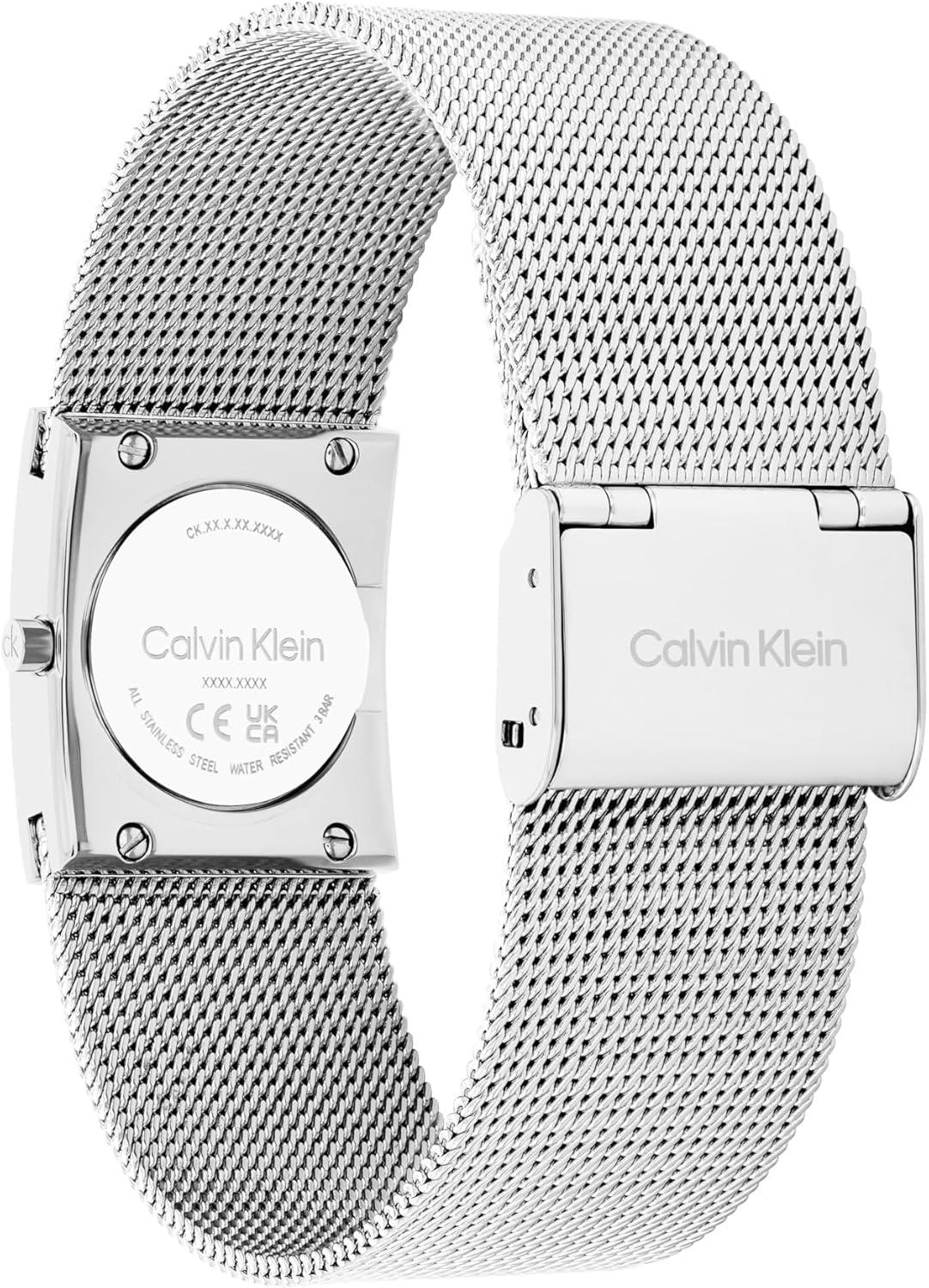 imageCalvin Klein Womens CK Pulse Stainless Steel Watch  21mm Geometric Case Mesh Bracelet Petite Iconic Style  Gift for HerSilver