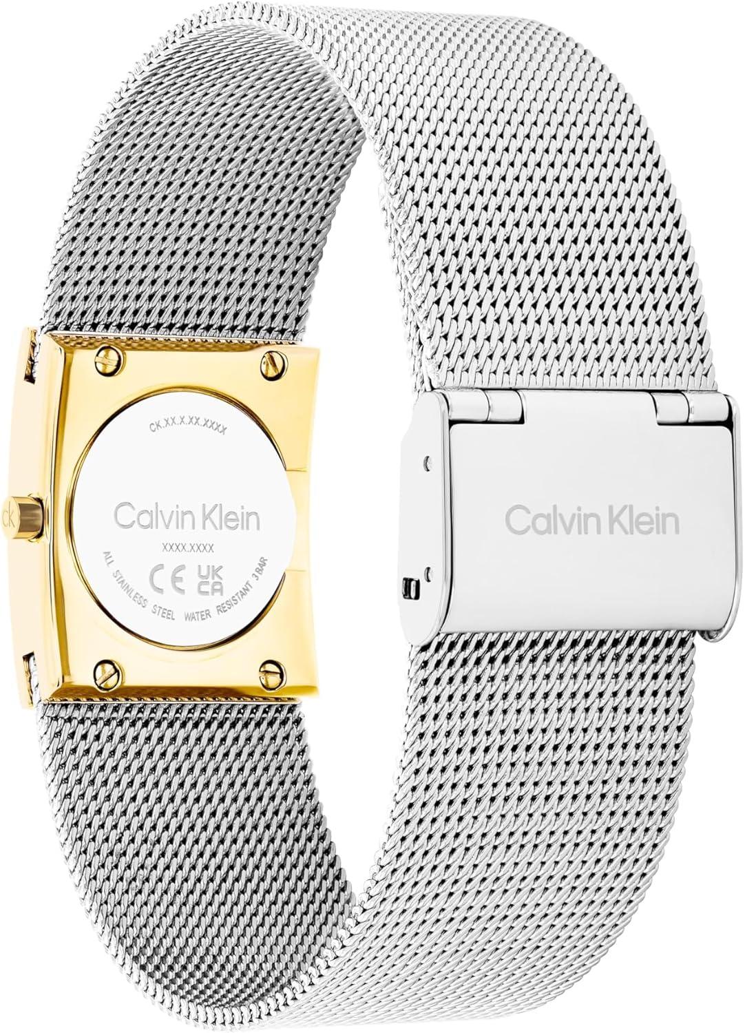 imageCalvin Klein Womens CK Pulse Stainless Steel Watch  21mm Geometric Case Mesh Bracelet Petite Iconic Style  Gift for HerSilverWhite
