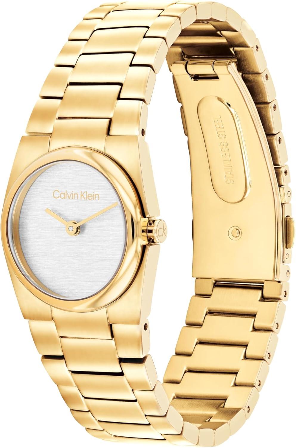 imageCalvin Klein Womens CK Unite Stainless Steel Watch 26mm Case with Link Bracelet  Sleek Curved Case Modern Everyday Style  Gift for HerGold PlatedWhite