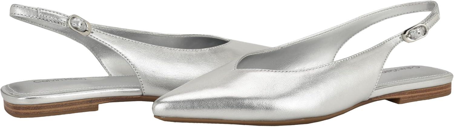 imageCalvin Klein Womens Galiana Ballet FlatSilver Metallic Leather 040