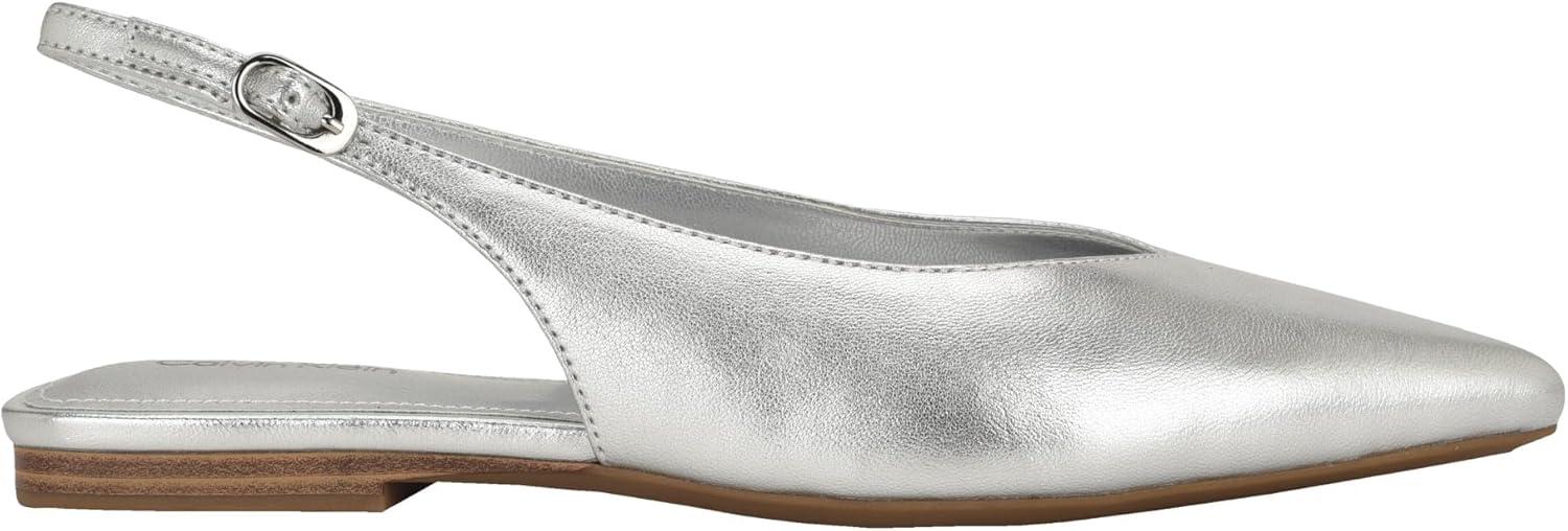 imageCalvin Klein Womens Galiana Ballet FlatSilver Metallic Leather 040
