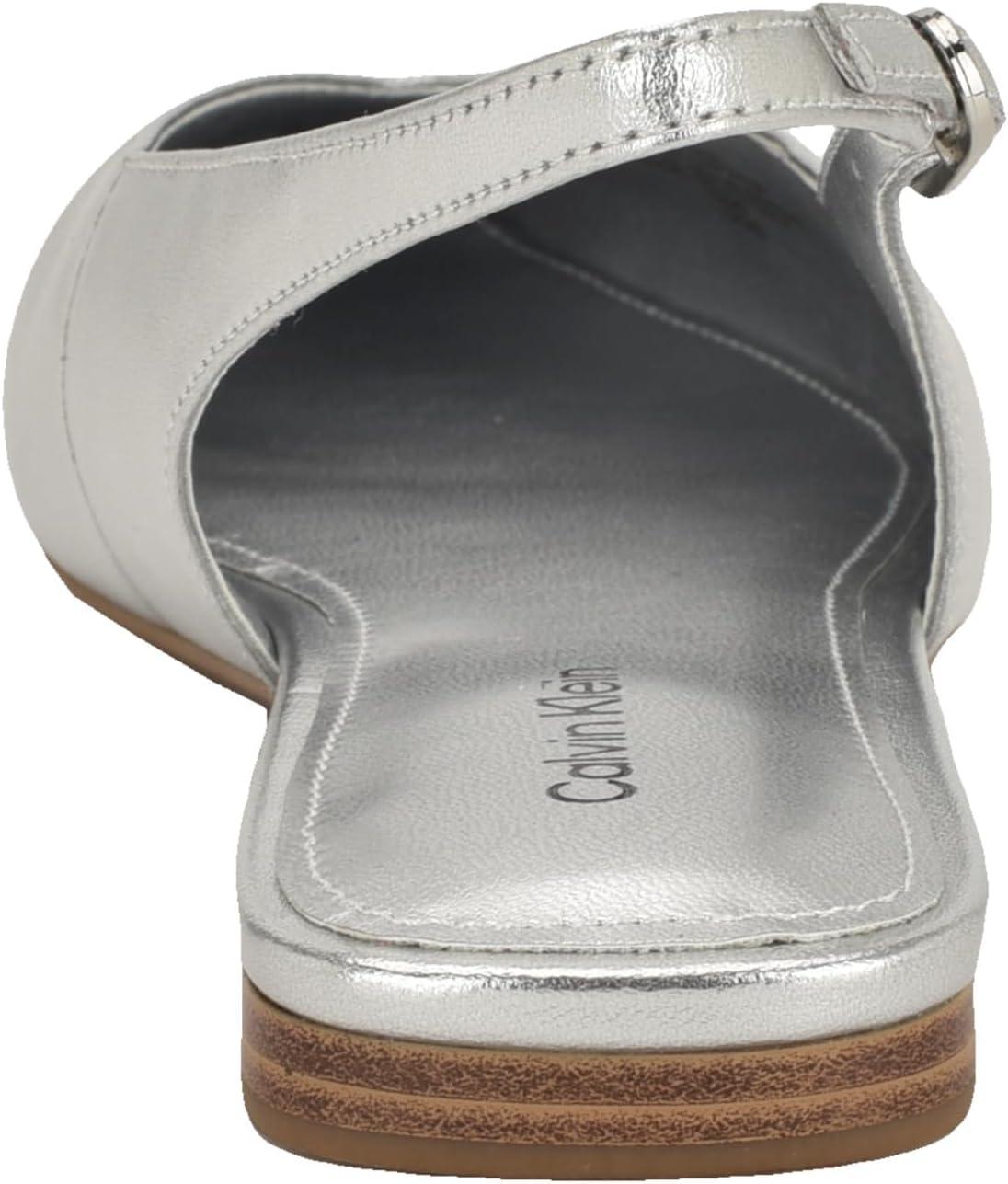 imageCalvin Klein Womens Galiana Ballet FlatSilver Metallic Leather 040