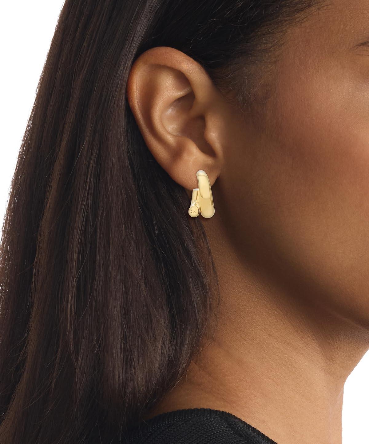 imageCalvin Klein Womens Jewelry  CK Spiral Hoop Earrings  Stainless Steel  Fashion Accessory for Everyday Wear  Gift for HerGold Plated