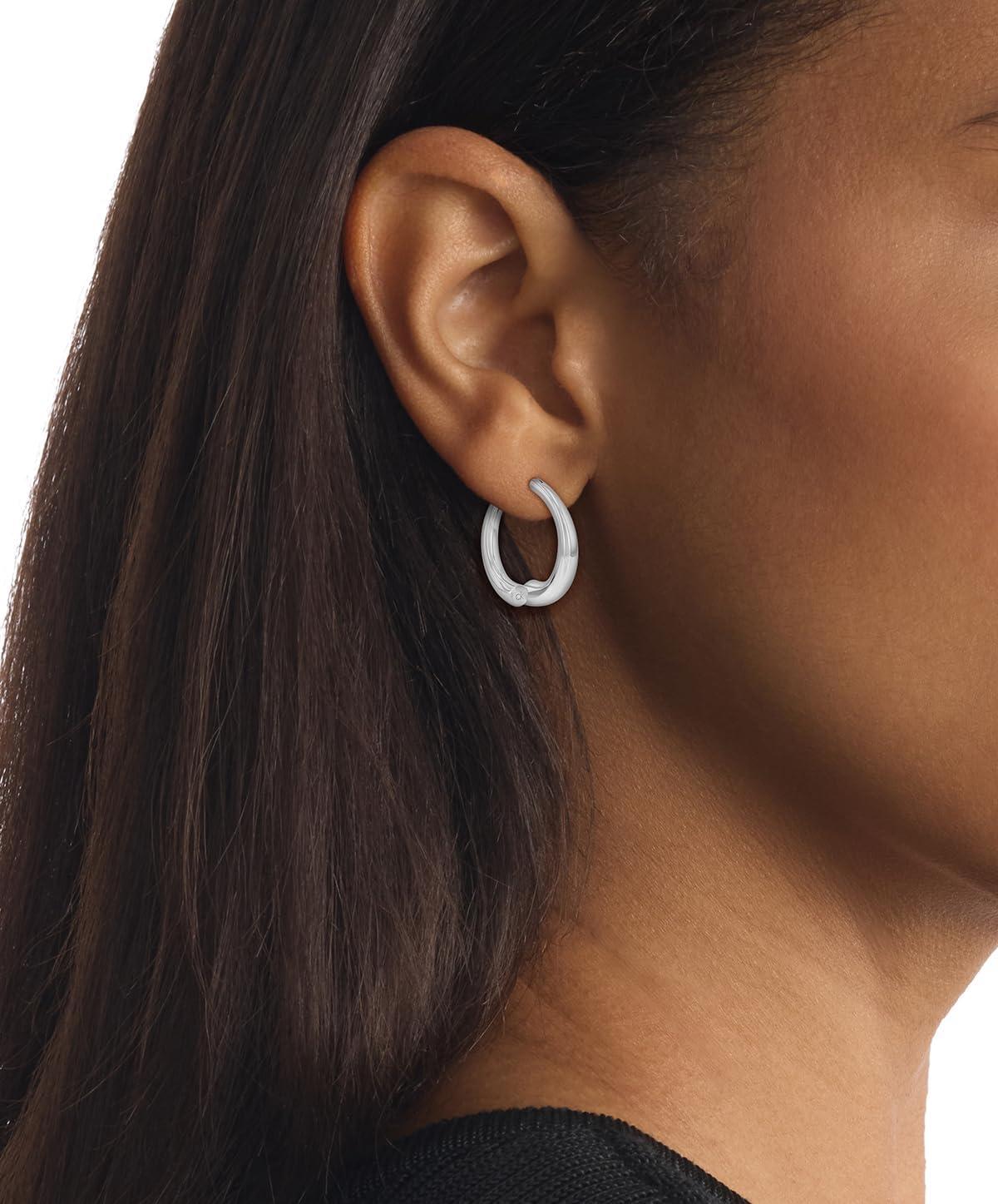 imageCalvin Klein Womens Jewelry  CK Spiral Hoop Earrings  Stainless Steel  Fashion Accessory for Everyday Wear  Gift for HerSilverMedium