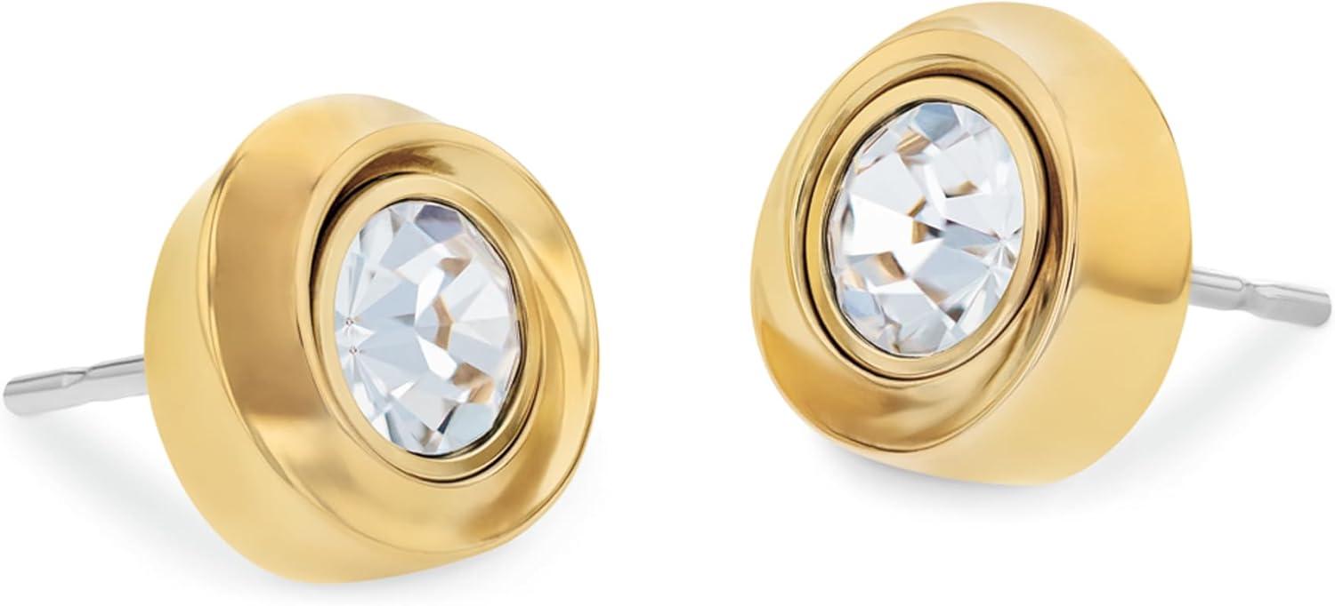 imageCalvin Klein Womens Jewelry  Twisted Bezel Stainless Steel Earrings  Fashion Accessory for any Occasion  Gift for HerGold Plated