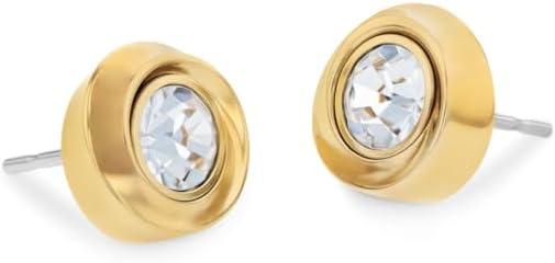 imageCalvin Klein Womens Jewelry  Twisted Bezel Stainless Steel Earrings  Fashion Accessory for any Occasion  Gift for HerGold Plated
