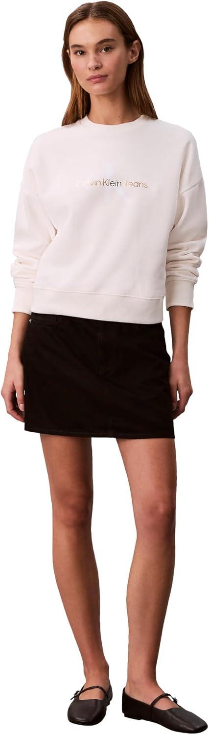 imageCalvin Klein Womens Monogram Logo CrewneckWhite Greige