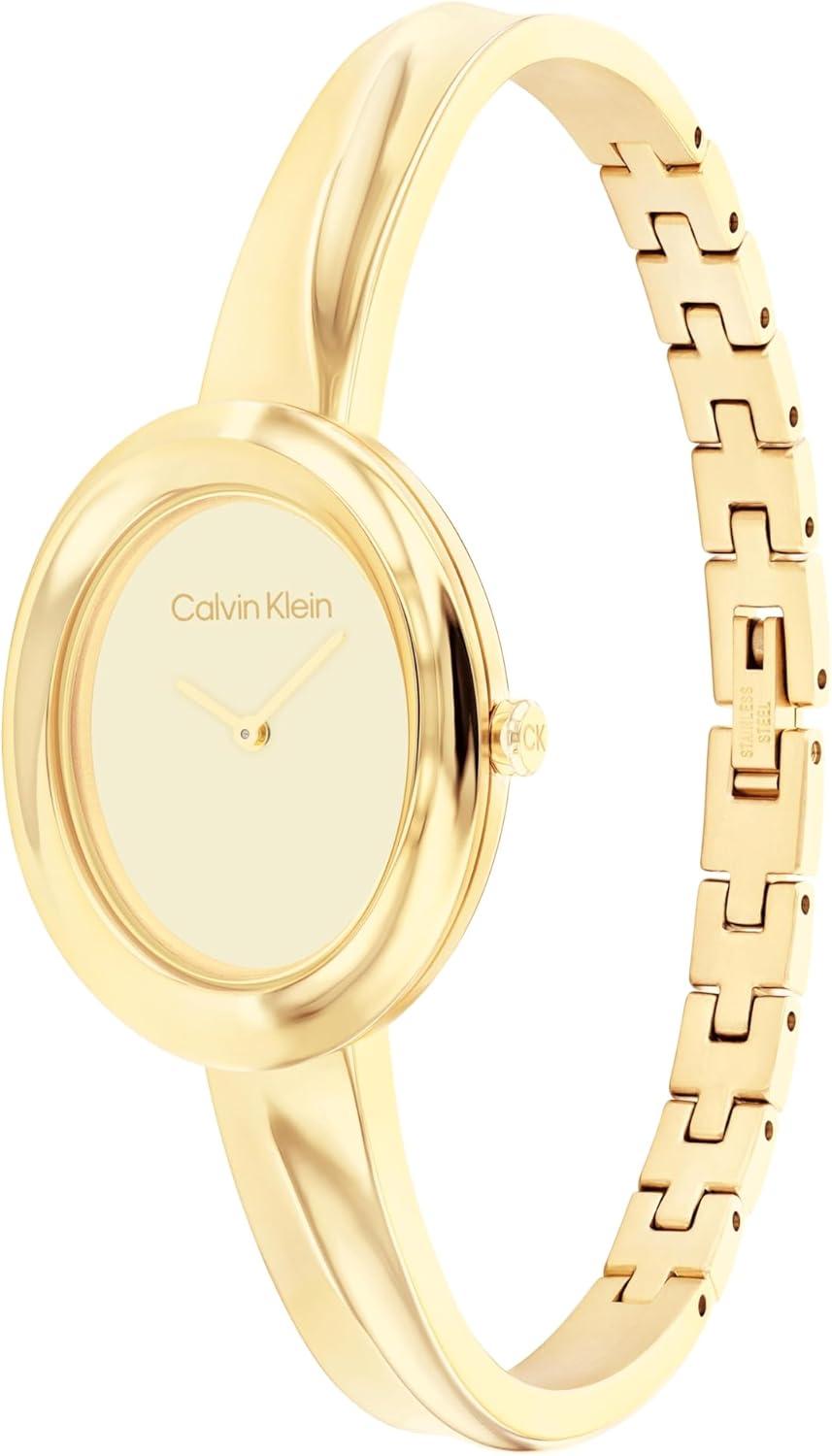 imageCalvin Klein Womens Twisted Bezel  24mm 2H Quartz Watch  Adjustable Stainless Steel Bangle  Water Resistance 30 Meters  Premium Fashion for All Occasions  Gift for HerGold Plated