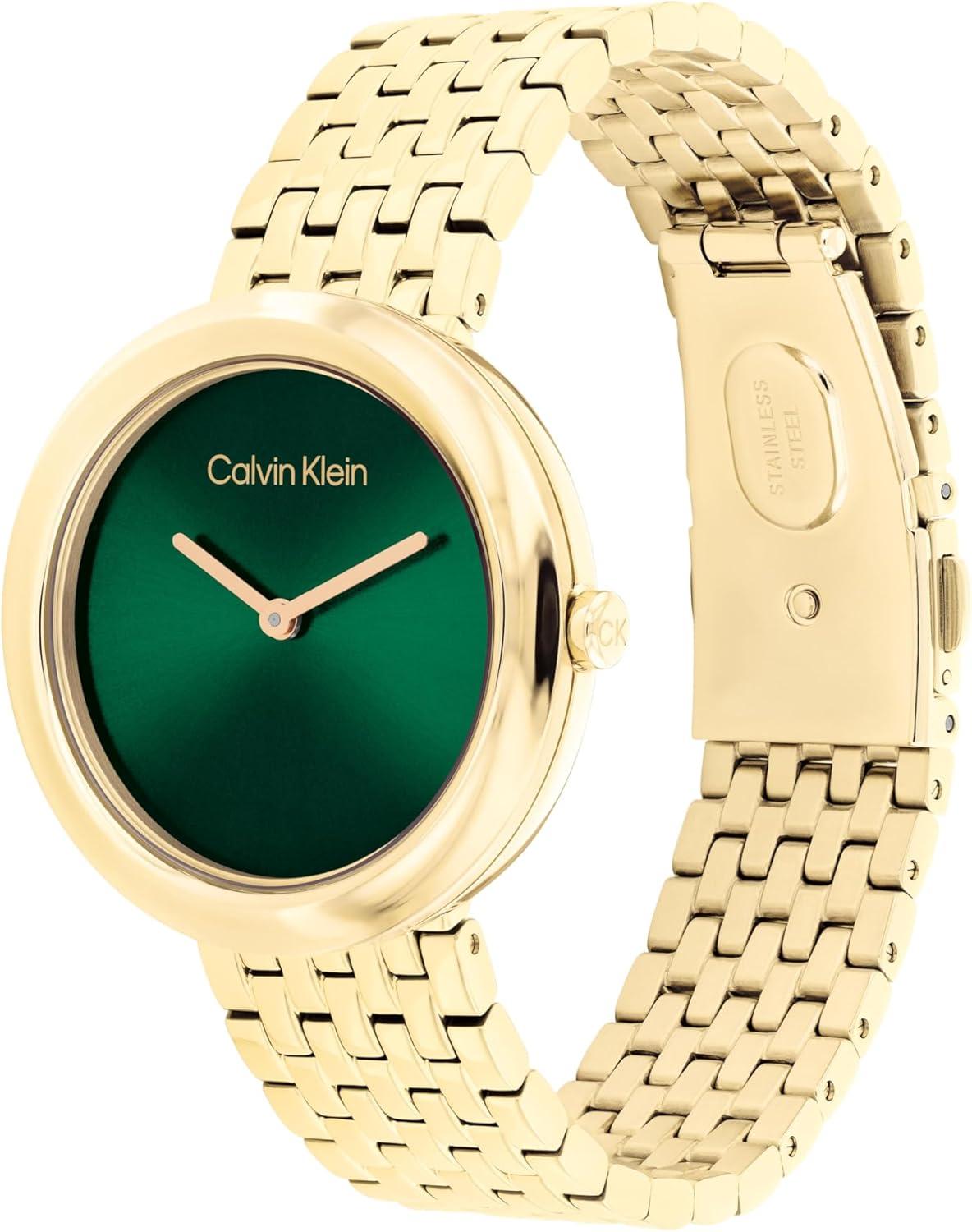 imageCalvin Klein Womens Twisted Bezel  34mm 2H Quartz Watch  Stainless Steel Bracelet  Water Resistance 30 Meters  Minimalistic Style  Premium Fashion  Gift for HerGreen