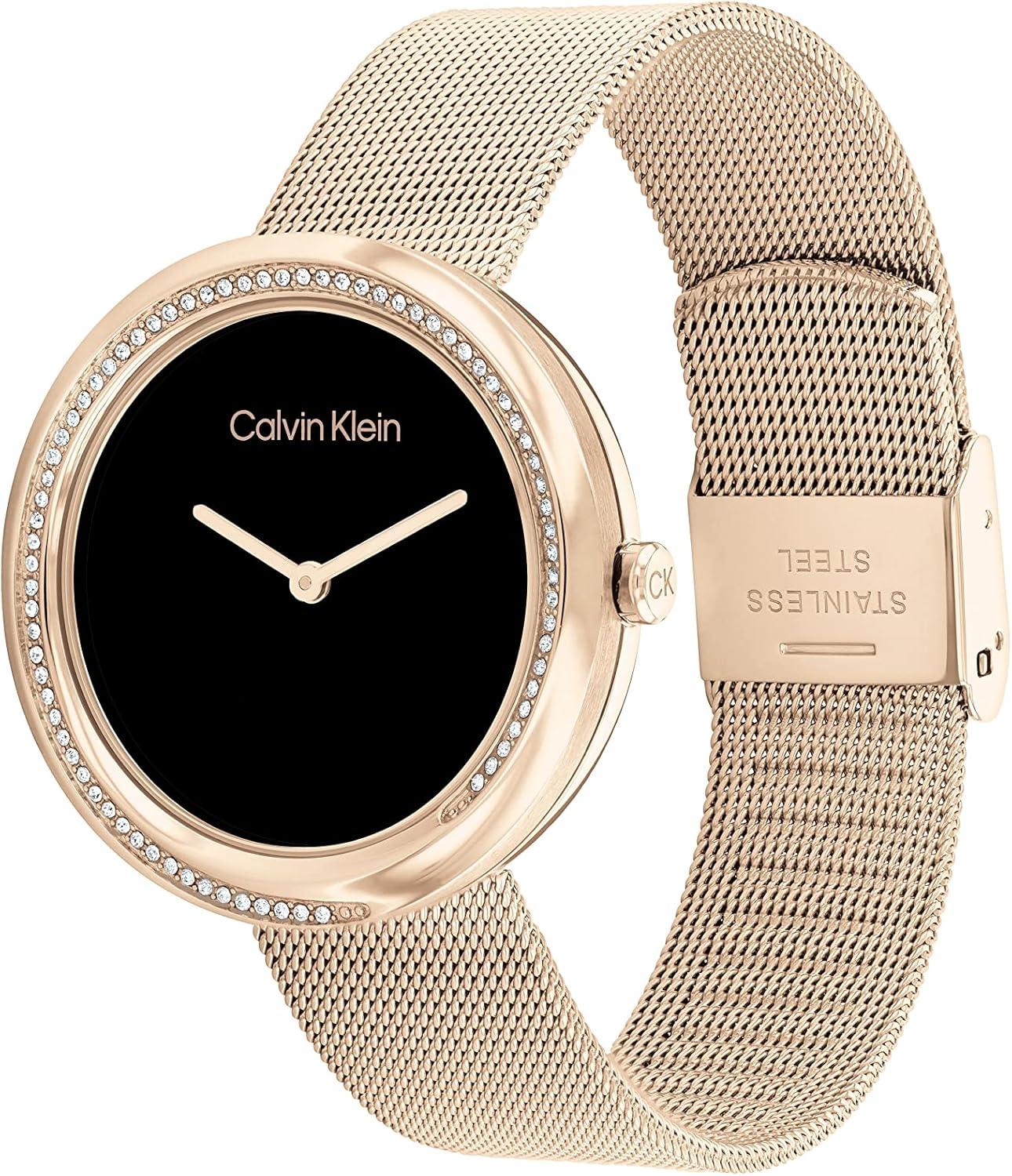 imageCalvin Klein Womens Twisted Bezel  34mm 2H Quartz Watch  Stainless Steel Bracelet  Water Resistance 30 Meters  Minimalistic Style  Premium Fashion  Gift for HerBlack Rose Gold
