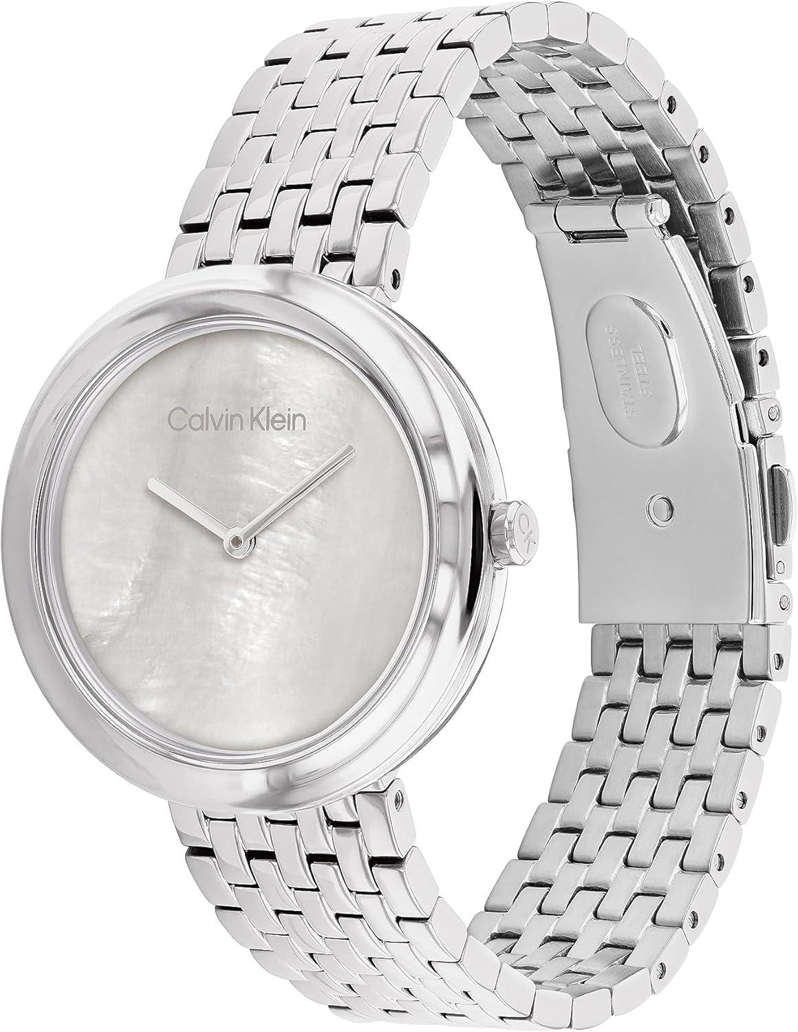 imageCalvin Klein Womens Twisted Bezel  34mm 2H Quartz Watch  Stainless Steel Bracelet  Water Resistance 30 Meters  Minimalistic Style  Premium Fashion  Gift for HerGrey Mother of Pearl