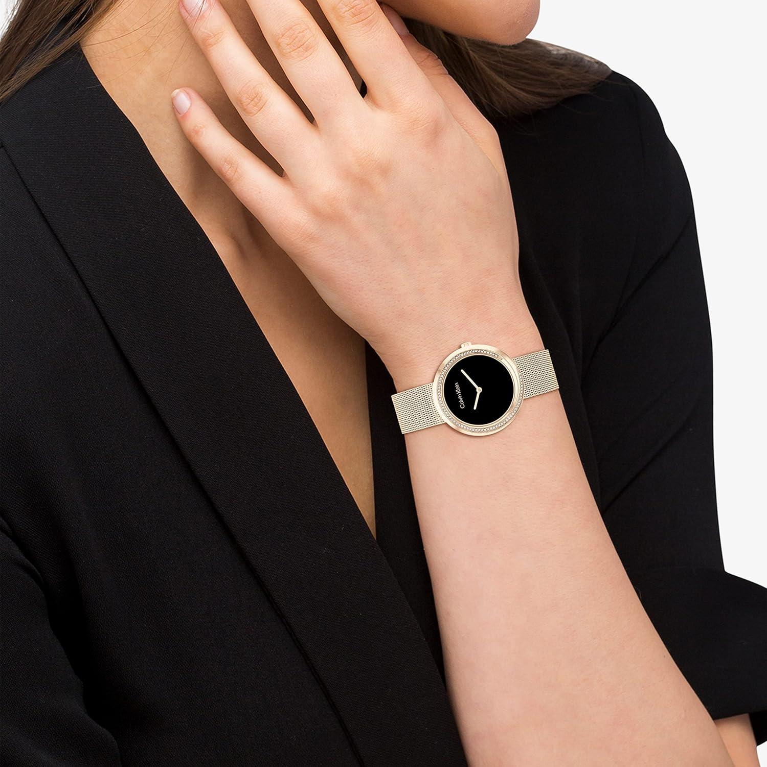 imageCalvin Klein Womens Twisted Bezel  34mm 2H Quartz Watch  Stainless Steel Bracelet  Water Resistance 30 Meters  Minimalistic Style  Premium Fashion  Gift for HerBlack Rose Gold