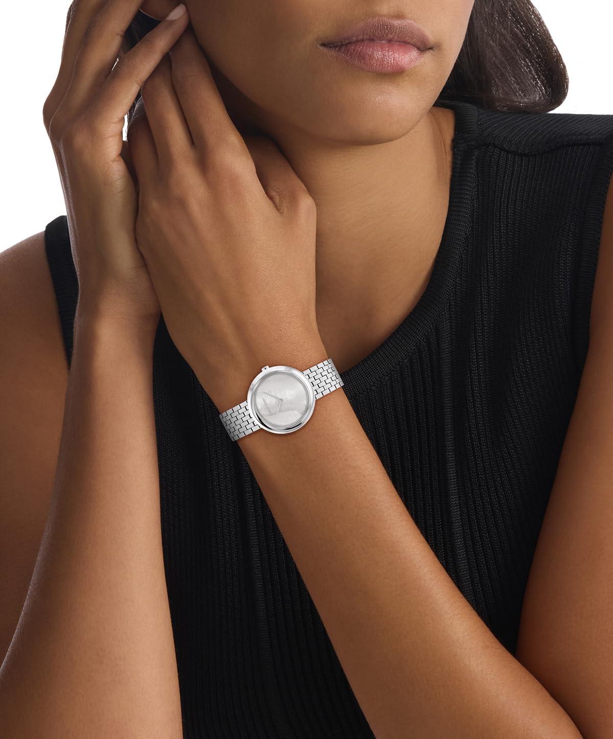 imageCalvin Klein Womens Twisted Bezel  34mm 2H Quartz Watch  Stainless Steel Bracelet  Water Resistance 30 Meters  Minimalistic Style  Premium Fashion  Gift for HerGrey Mother of Pearl