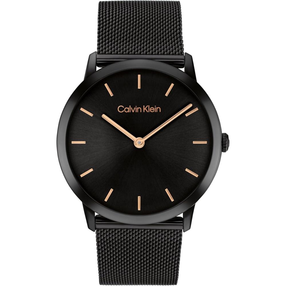 imageCalvin Klein Exceptional  Womens and Mens 2H Quartz Watch Stainless Steel with Mesh Bracelet  Water Resistant 3 ATM30 Meters  Trendy CK Watches for Him and Her  37 mmBlack
