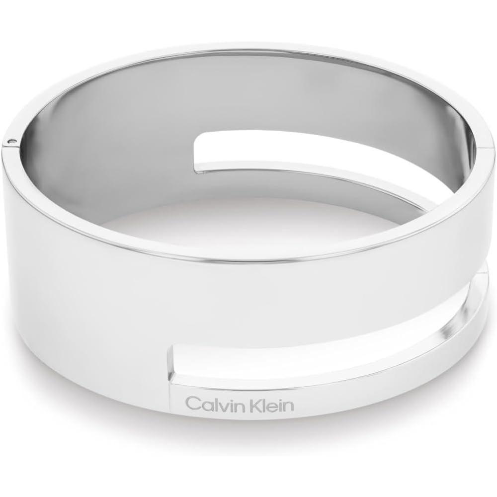 imageCalvin Klein Geometric Essentials Bangle Bracelet for Women  Stainless Steel with Hinge Closure  Classic Design Premium Fashion Jewelry Accessory  Gift for HerSilver