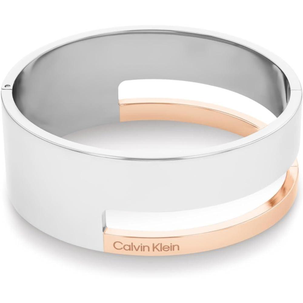 imageCalvin Klein Geometric Essentials Bangle Bracelet for Women  Stainless Steel with Hinge Closure  Classic Design Premium Fashion Jewelry Accessory  Gift for HerTwoTone