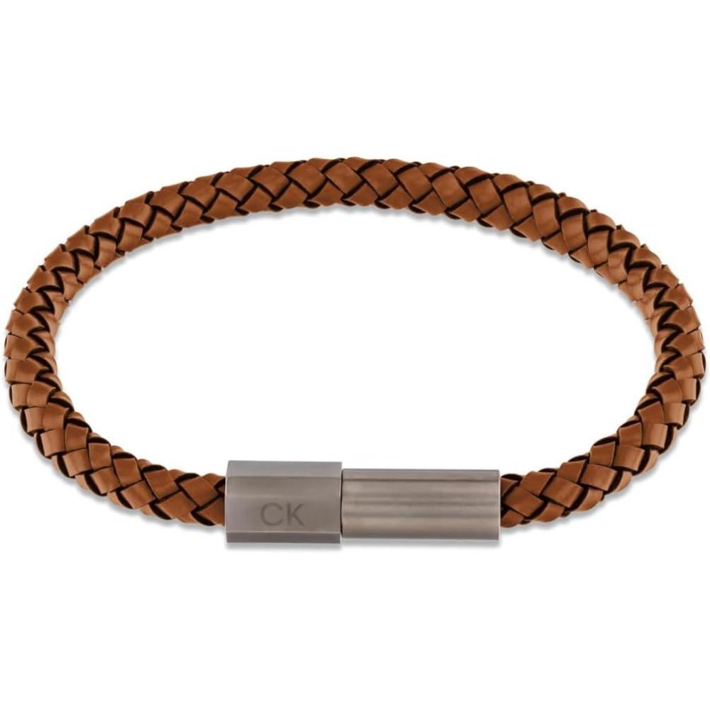 imageCalvin Klein Industrial Facets Jewelry Collection for Men  Leather Braided Bracelet with Adjustable Magnetic Closure  Premium Fashion Jewelry Accessory  Gift for HimGunmetalBrown