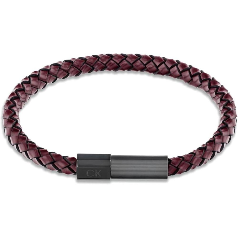 imageCalvin Klein Industrial Facets Jewelry Collection for Men  Leather Braided Bracelet with Adjustable Magnetic Closure  Premium Fashion Jewelry Accessory  Gift for HimBlackCherrywood