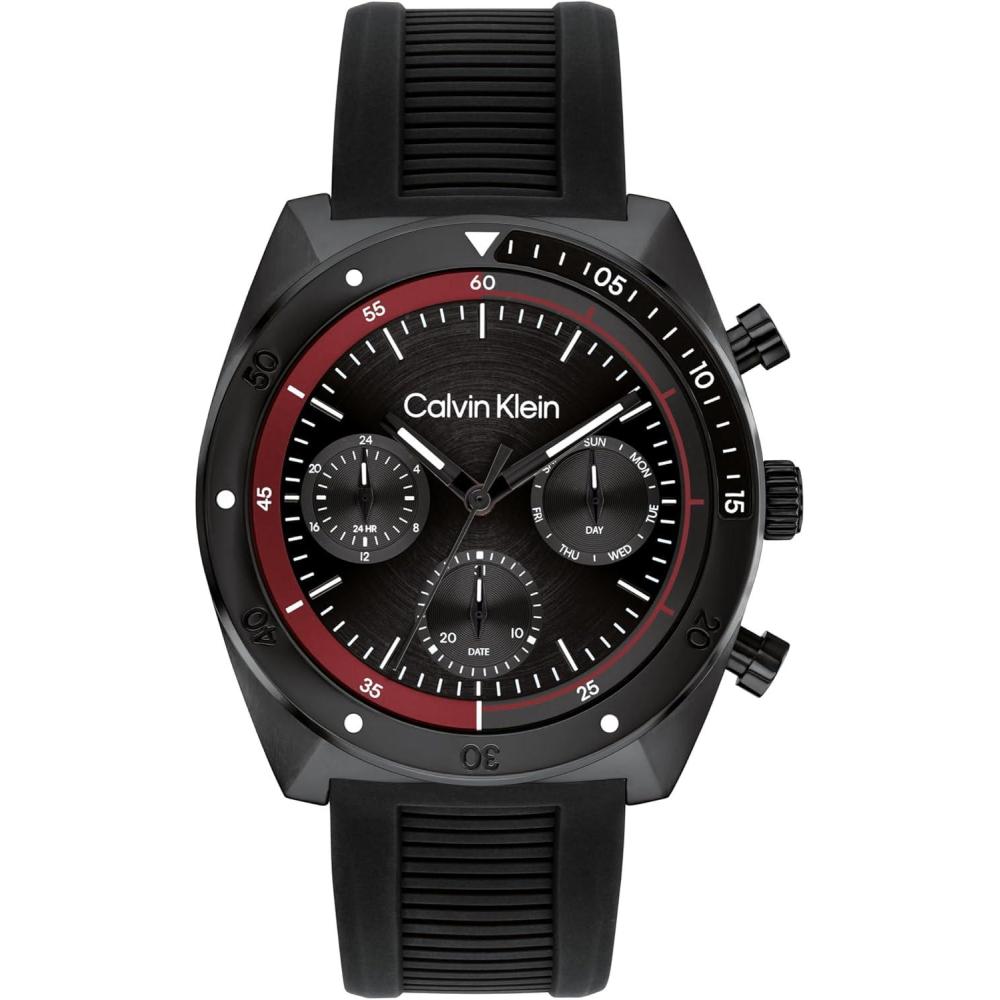 imageCalvin Klein Mens CK Flex  42mm Multifunction Watch  Sporty Stainless Steel Bracelet  Water Resistant up to 50 Meters  Premium Fashion Timepiece with a Bold Look  Gift for HimBlack