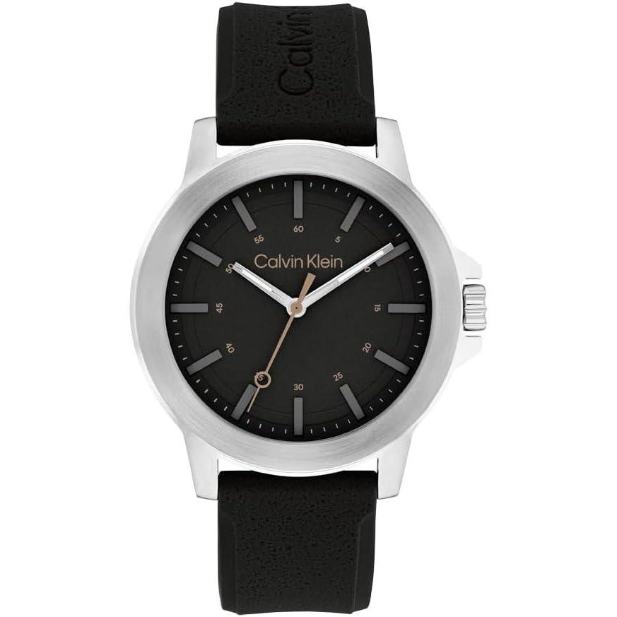 imageCalvin Klein Mens CK Reset  42mm 3H Quartz Watch  Sporty Silicone Strap  Water Resistance 30 Meters  Premium Fashion Timepiece with a Bold Look  Gift for HimBlack