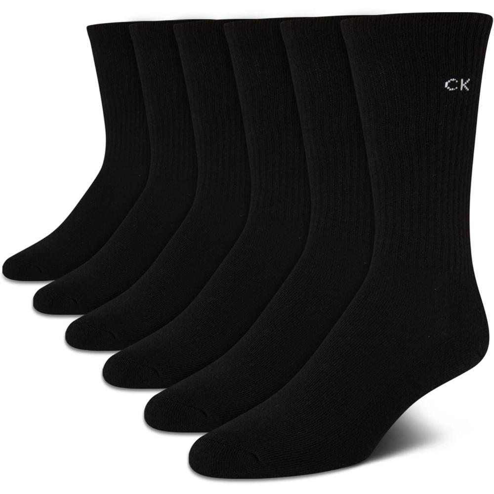 imageCalvin Klein Mens Dress Crew NonBinding Cotton Socks 6PackBlack