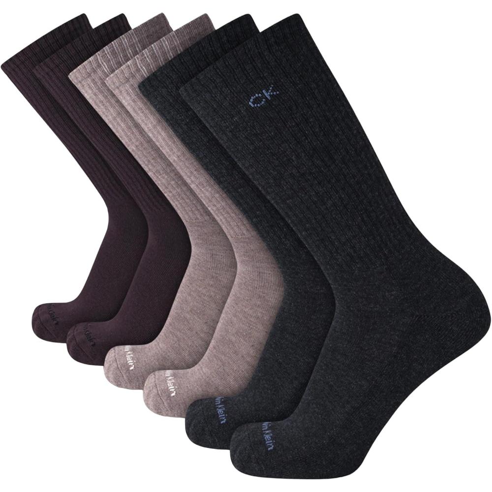 imageCalvin Klein Mens Dress Crew NonBinding Cotton Socks 6PackHeather Assorted