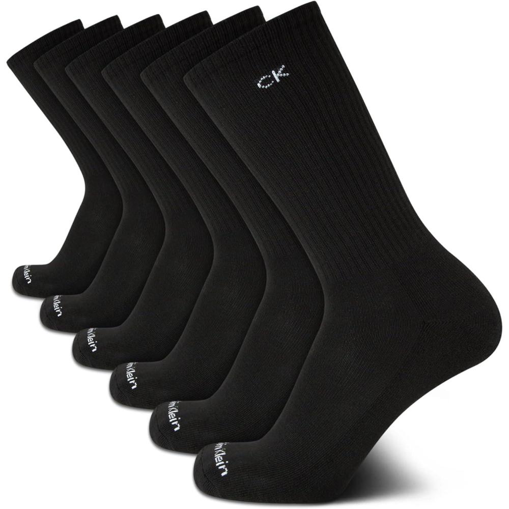 imageCalvin Klein Mens Dress Crew NonBinding Cotton Socks 6PackPure Black