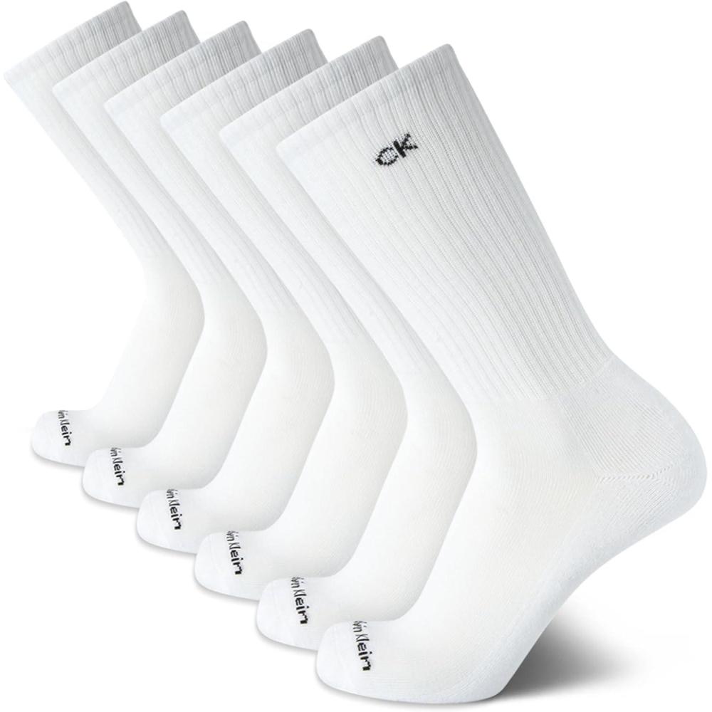 imageCalvin Klein Mens Dress Crew NonBinding Cotton Socks 6PackPure White