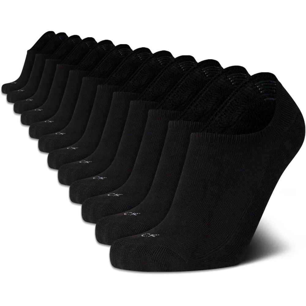 imageCalvin Klein Mens Liner Socks  12 Pack Cushioned NonSlip No Show Sneaker Loafer  Ultra Low Cut Socks for Men 712All Black