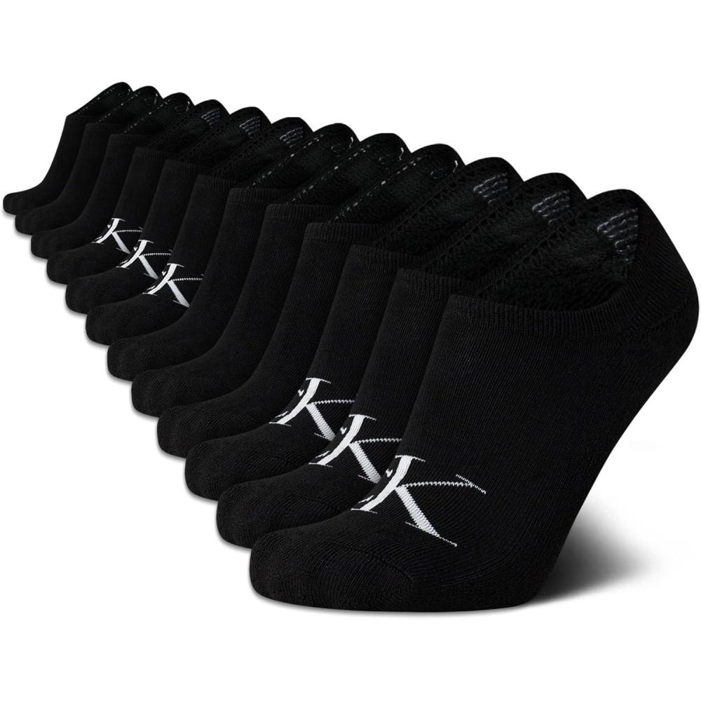 imageCalvin Klein Mens Liner Socks  12 Pack Cushioned NonSlip No Show Sneaker Loafer  Ultra Low Cut Socks for Men 712Black Logo