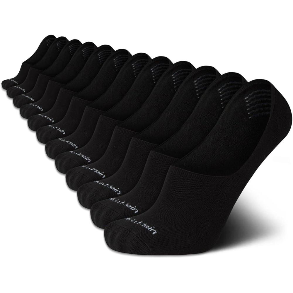 imageCalvin Klein Mens Liner Socks  12 Pack Cushioned NonSlip No Show Sneaker Loafer  Ultra Low Cut Socks for Men 712Black Texture