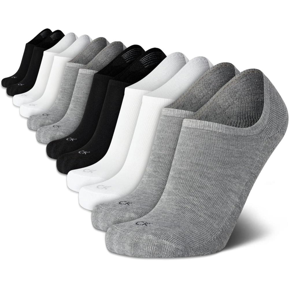 imageCalvin Klein Mens Liner Socks  12 Pack Cushioned NonSlip No Show Sneaker Loafer  Ultra Low Cut Socks for Men 712WhiteGreyBlack