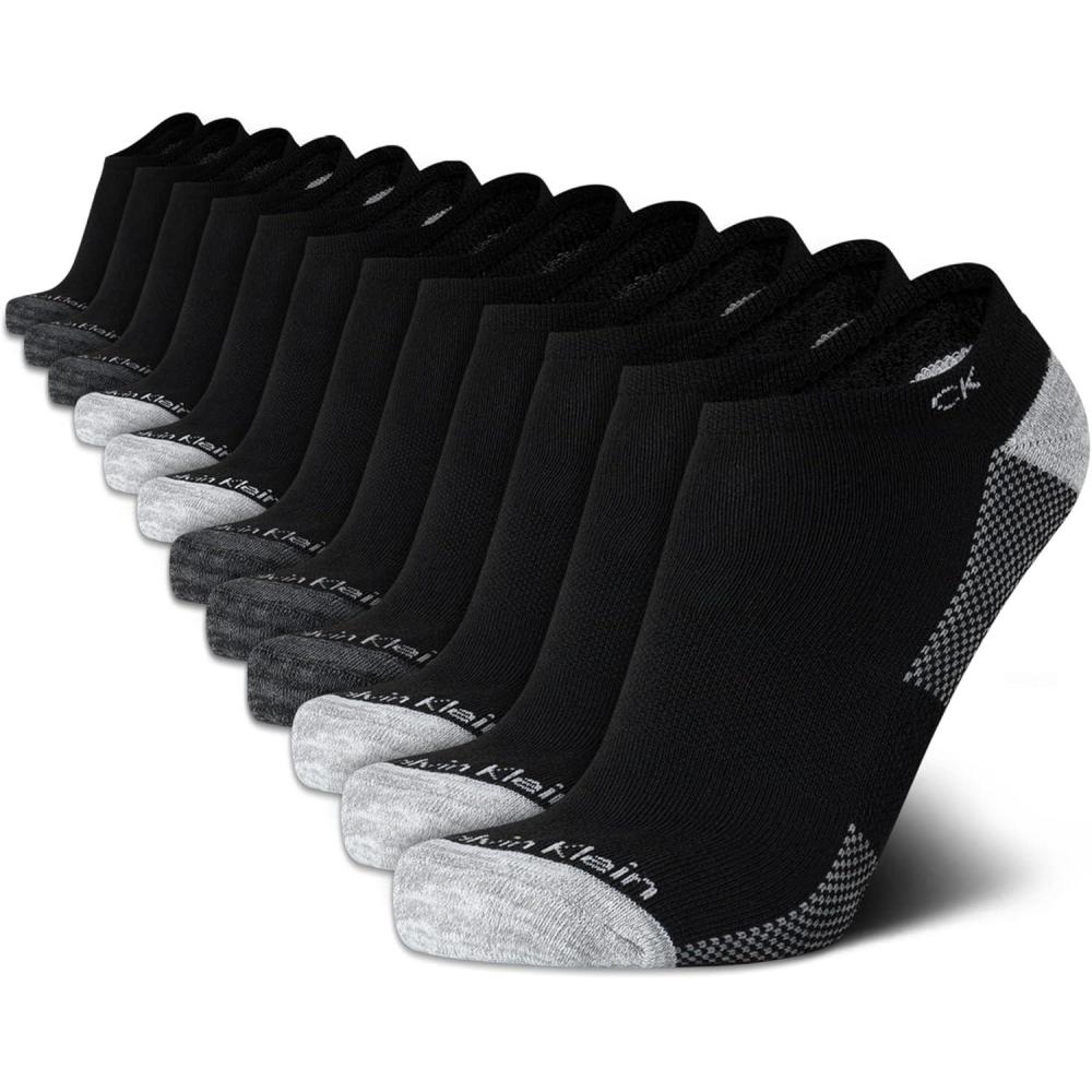 imageCalvin Klein Mens No Show Lightweight Cushioned Low Cut Socks 12 PackBlack